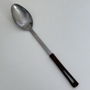 Vintage Stanhome Stainless 14" Serving Spoon Burgundy Red Bakelite Handle